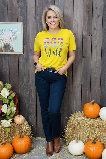 Western BOO & y'all Halloween women's boutique top Southern Stitch DLH9521