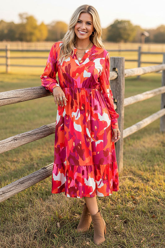 Trendy western long sleeve midi women's boutique dress GJQ16294