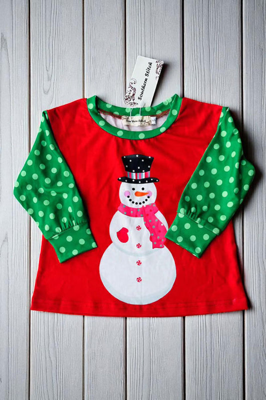 Mom and me Christmas snowman printed long sleeve girls top XCH01016