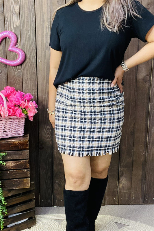 FW6188 Short plaid tighten skirt IS21