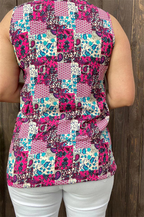 YMY6932 Multi color/pattern sleeveless blouse