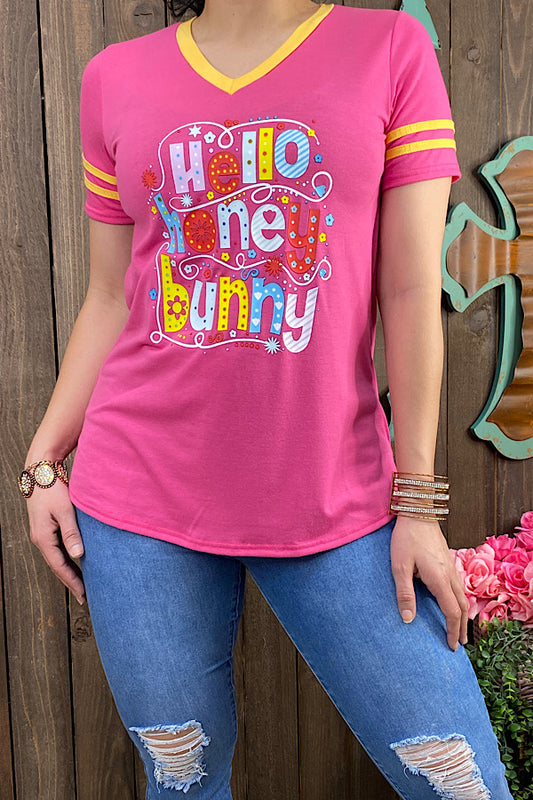 DLH8994 Hello honey bunny fuchsia printed t-shirt