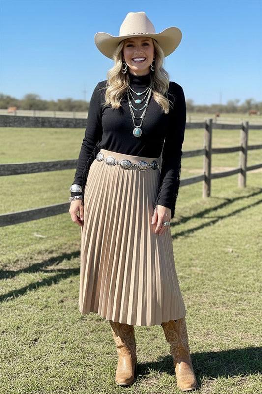 Western black crop long sleeve women's boutique top w/tassel BQ15470