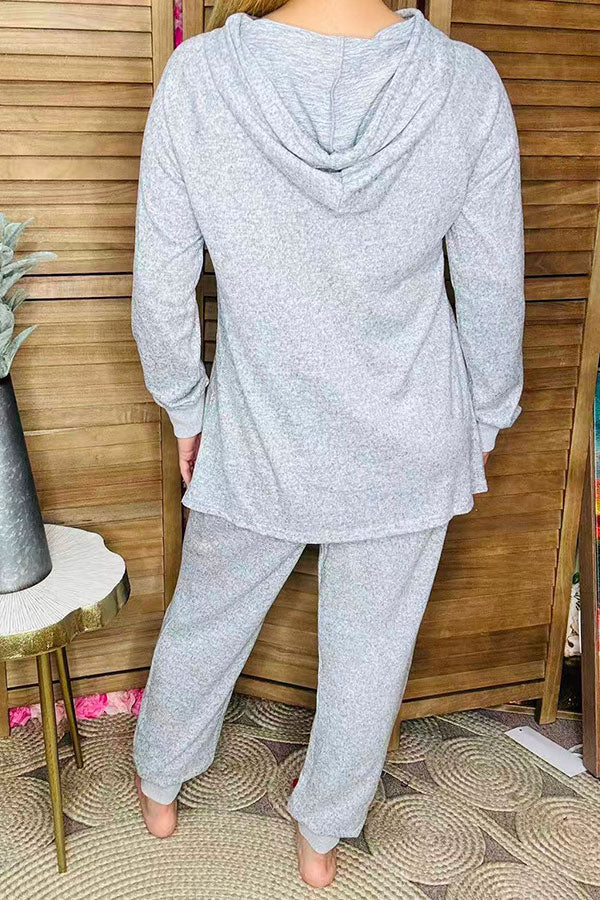 Christmas holiday "Merry and bright" hoodie top & grey pant 2pcs women set BQ15556