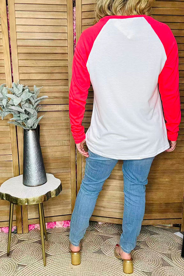 Christmas printed long sleeve raglan women tops BQ15651