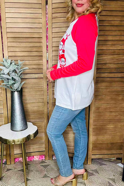 Christmas printed long sleeve raglan women tops BQ15651