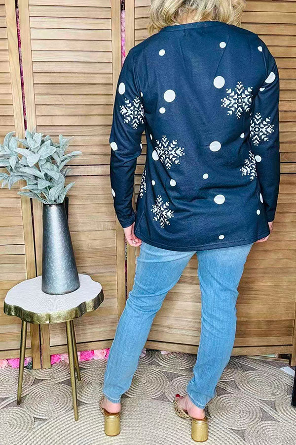 "A Very Merry Christmas"long sleeve black women top BQ15770
