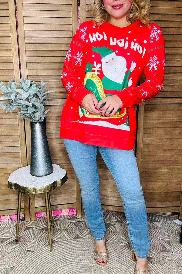 "HO!HO!HO!" & Claus Santa Christmas women blouse BQ15771