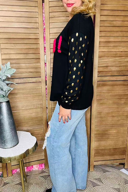 Halloween BOO embroidery gold sparkle dots sleeves women's boutique top BQ16079