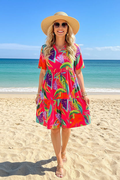 Chic floral printed short sleeve boutique women's dress Southern Stitch BQ16265