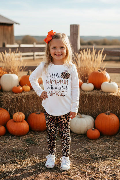 Halloween pumpkin top leopard pant girls boutique sets BQ2403