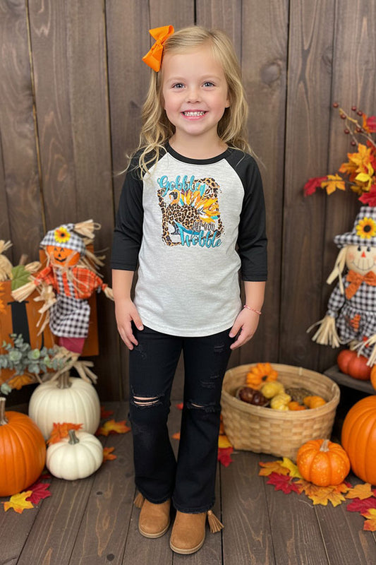 Western GOBBLE TILL YOU WOBBLE Thanksgiving girls boutique t-shirt DLH0824-22