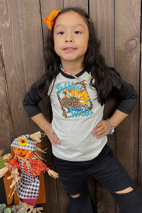 GOBBLE TILL YOU WOBBLE Thanksgiving children t-shirt D0824-22