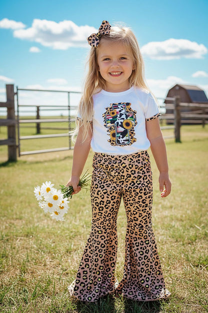 Western serape cross & leopard pant girls boutique set DLH0913-12