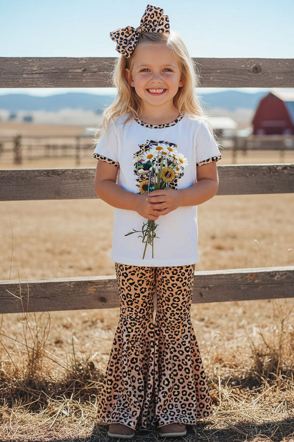 Western serape cross & leopard pant girls boutique set DLH0913-12