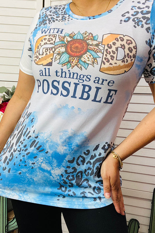 DLH0923-08 WITH GOD ALL THINGS ARE POSSIBLE Blue leopard printed