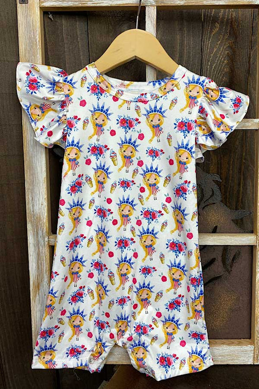 Baby clothes wholesale 4th of July doll printed baby onesie DLH1212-21
