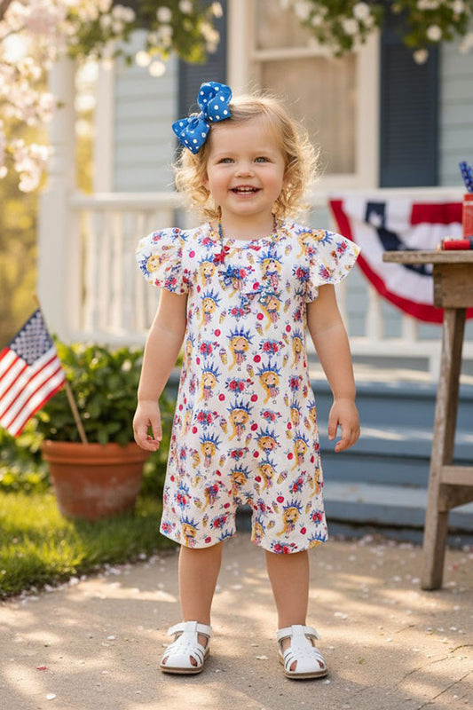Baby clothes wholesale 4th of July doll printed baby onesie DLH1212-21