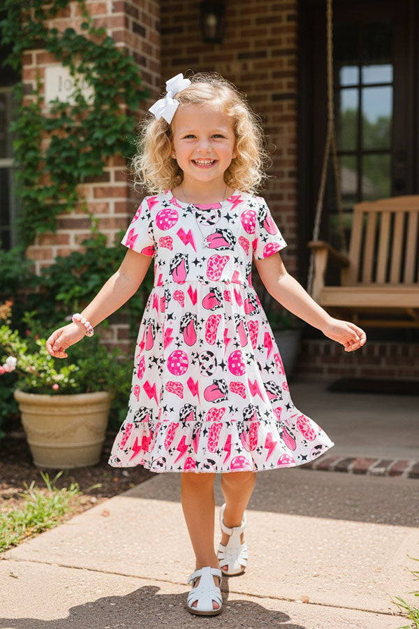 Western multiple retro prints swirl girls boutique dress DLH1215-02