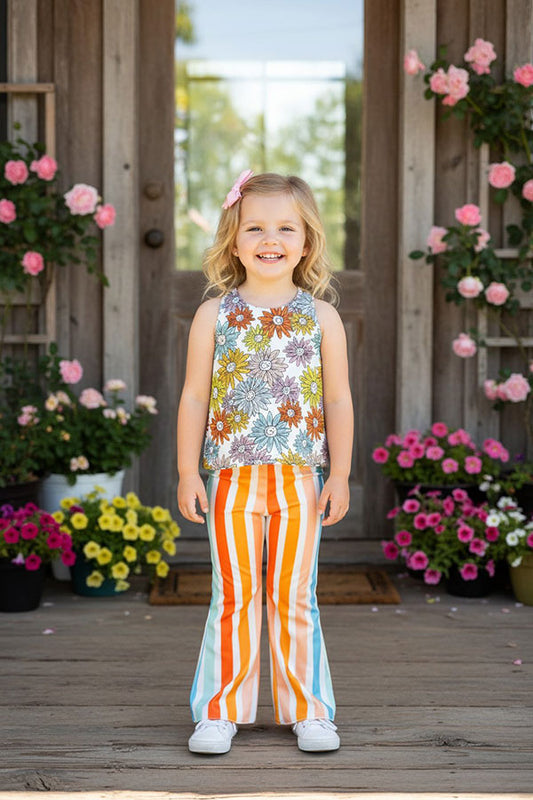 Western chic top & striped bell bottoms girls boutique set DLH1215-38