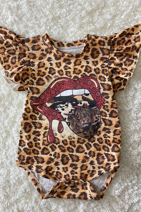 Leopard open lips & cow baby onesie DLH1224-11