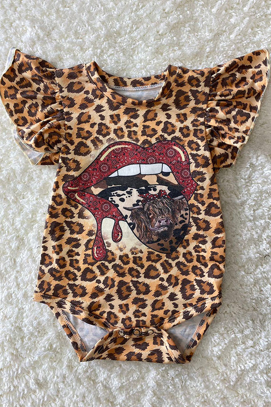 Leopard open lips & cow baby onesie DLH1224-11