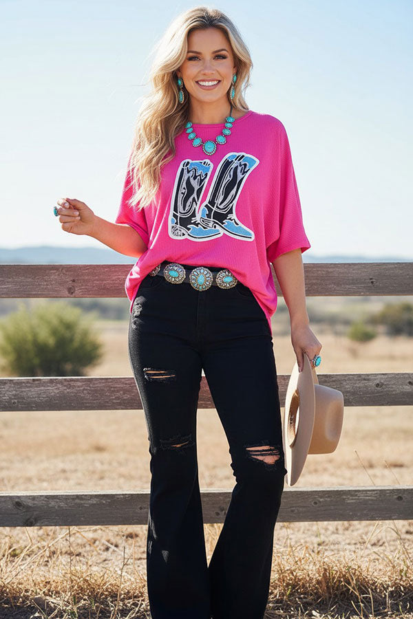 Western glitter boots pink women's boutique top Southern Stitch DLH14240