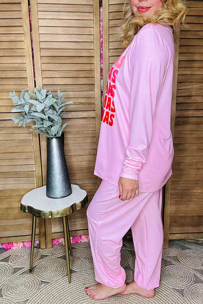 "CHRISTMAS" tree printed top & pant 2pc pajamas women set DLH15631