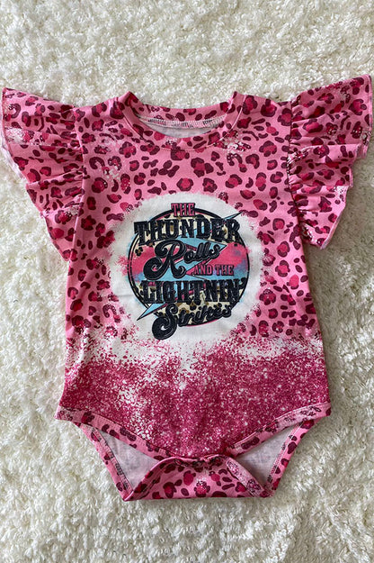 "THE THUNDER ROLLS..." pink cheetah baby onesie DLH2311