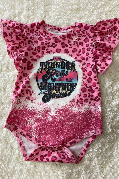 "THE THUNDER ROLLS..." pink cheetah baby onesie DLH2311