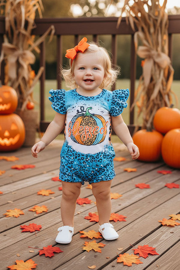 Halloween "Blessed" turquoise leopard boutique baby onesies DLH2330