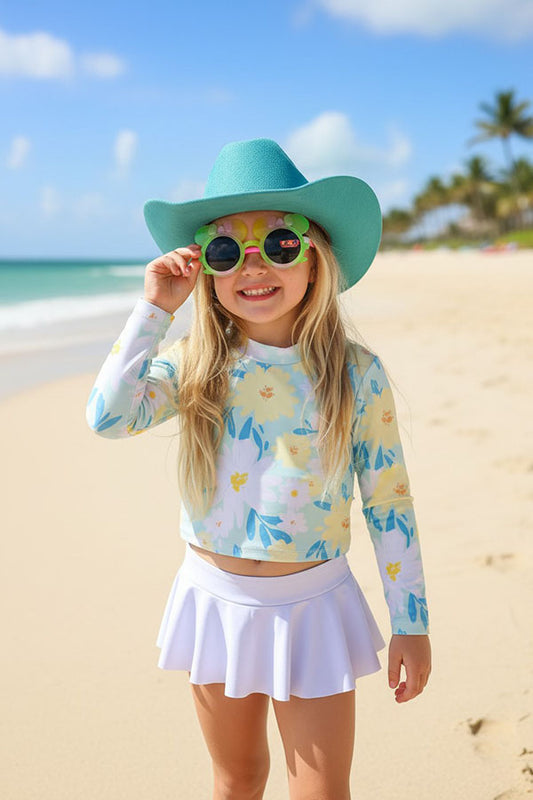 Trendy Girls bikini sets Floral print girls boutique swimming set DLH2332