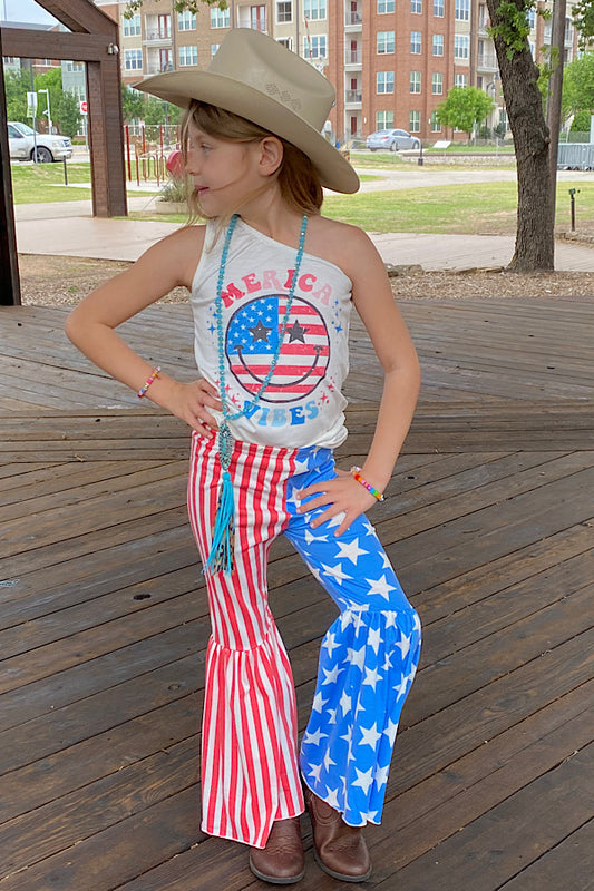 MERICA VIBES USA printed 2pc girl outfit DLH2342