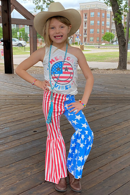 MERICA VIBES USA printed 2pc girl outfit DLH2342
