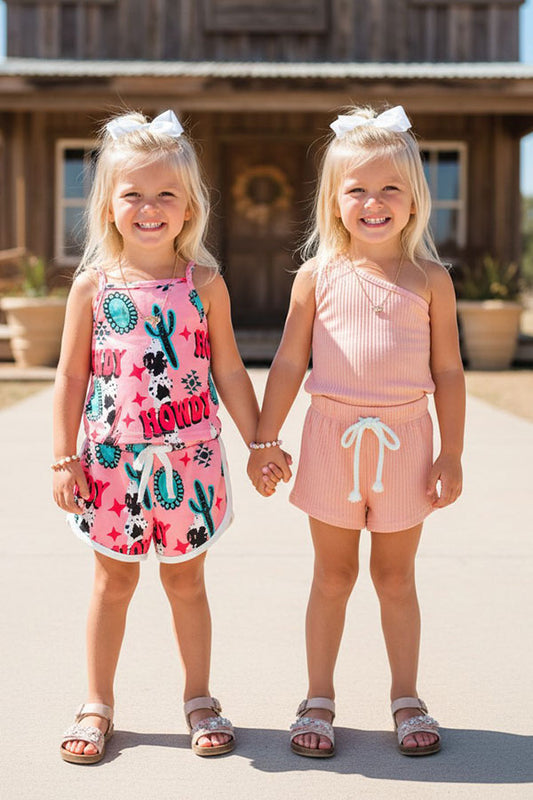 Western Mix & Match top & shorts girls boutique set (2 sets bundle) DLH2399