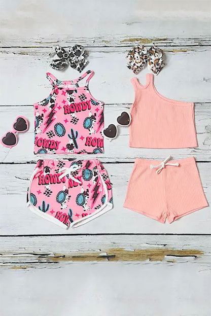 Western Mix & Match top & shorts girls boutique set (2 sets bundle) DLH2399