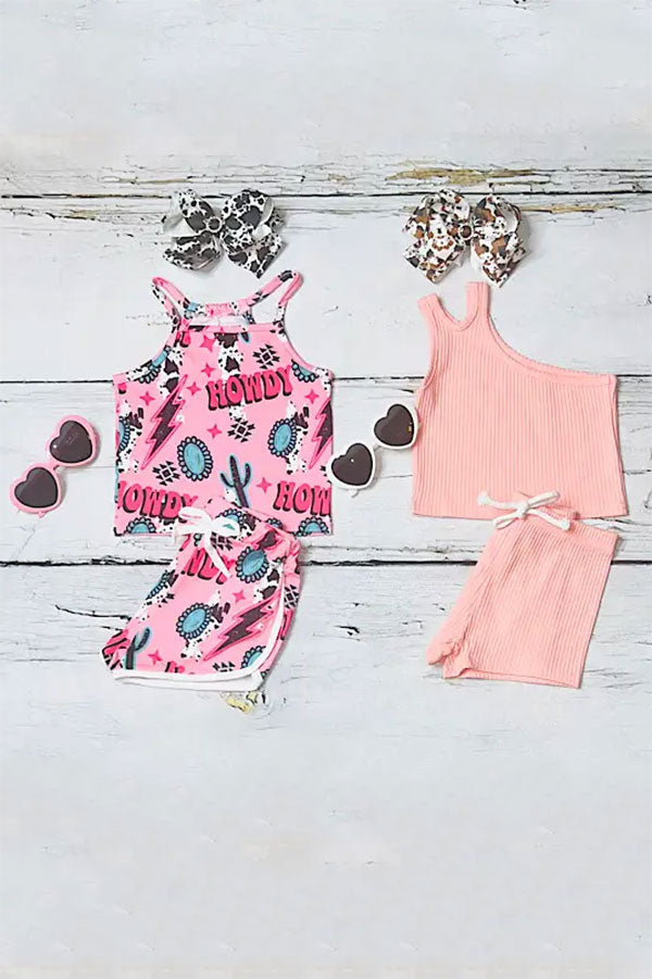 Western Mix & Match top & shorts girls boutique set (2 sets bundle) DLH2399