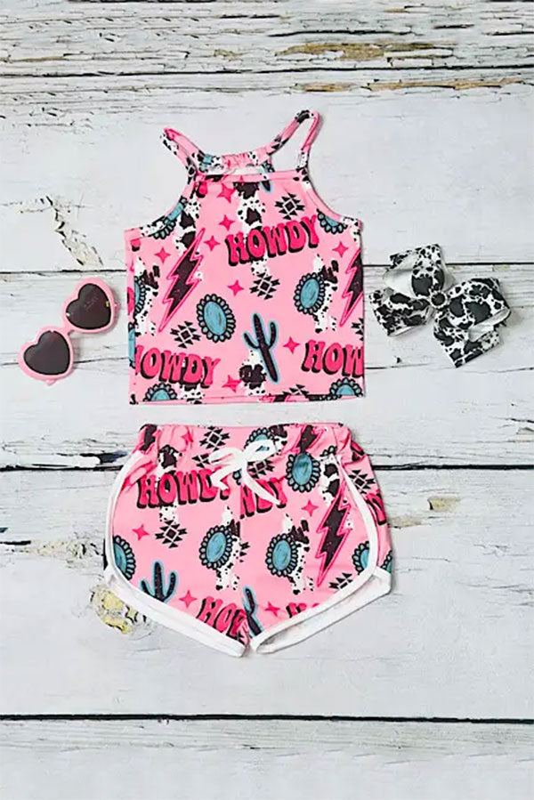 Western Mix & Match top & shorts girls boutique set (2 sets bundle) DLH2399