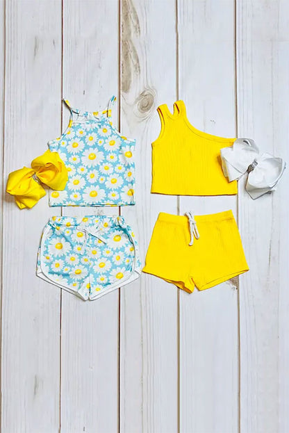 Western Daisy & Yellow top & shorts girls boutique set (2 sets bundle) DLH2400