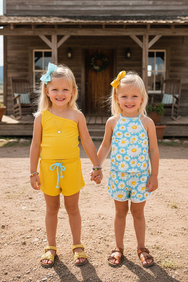 Western Daisy & Yellow top & shorts girls boutique set (2 sets bundle) DLH2400