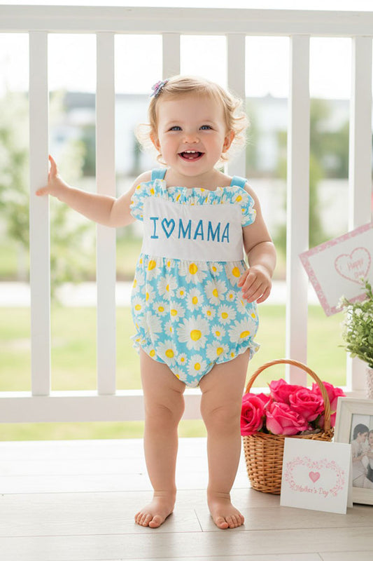 Embroidered "I LOVE MAMA" daisies baby romper DLH2413