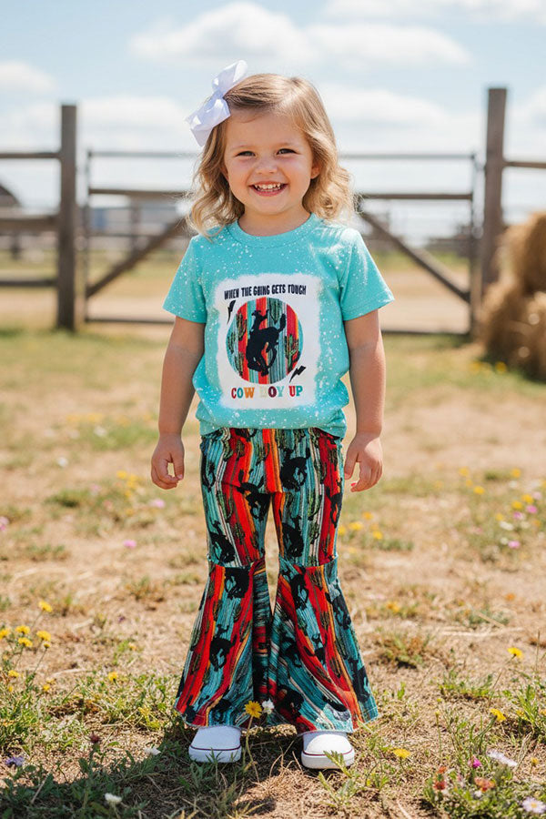 Western rodeo top & striped pant 2pc girls boutique set DLH2438