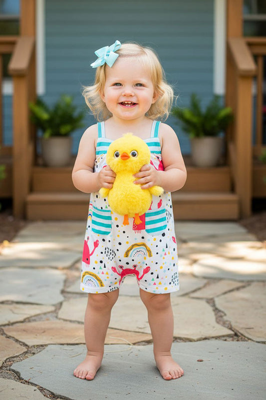 Crabs & rainbows sleeveless baby romper DLH2482