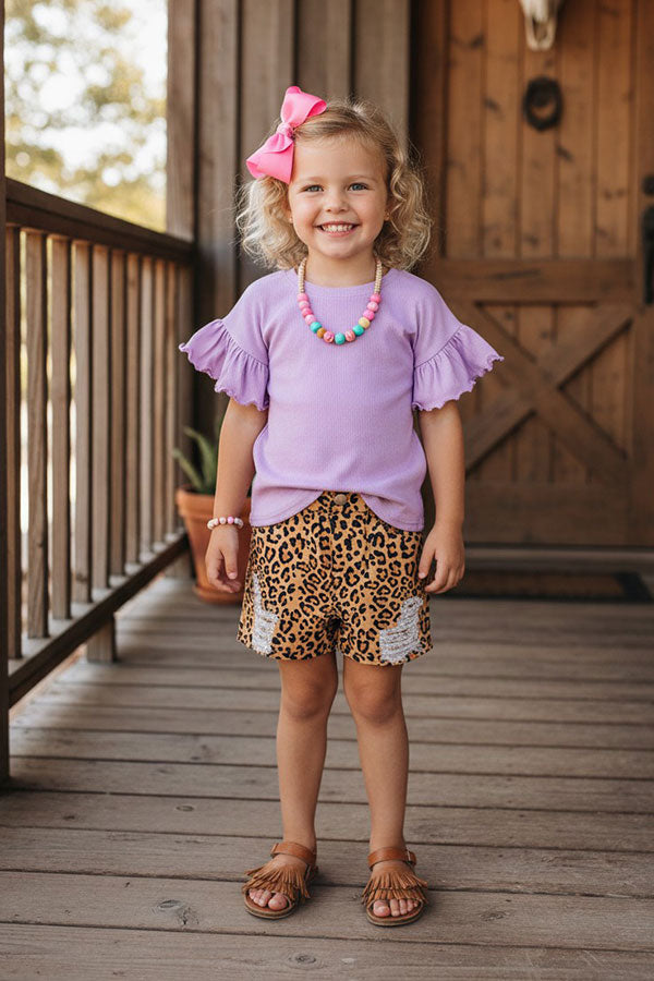 Trendy purple jersey short sleeve girl's boutique top DLH2498