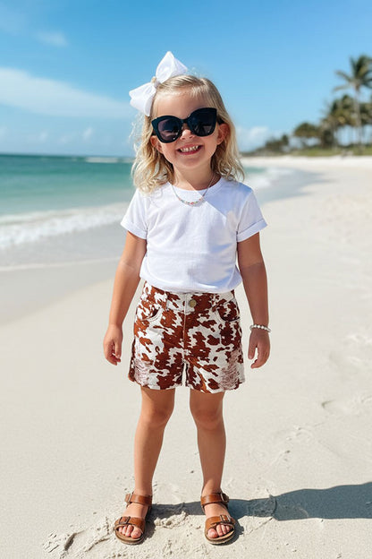 Chic white color short sleeve girls boutique tops DLH2500