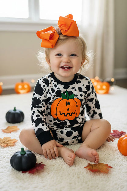 Halloween pumpkin patch cow prints baby boutique onesies DLH2579