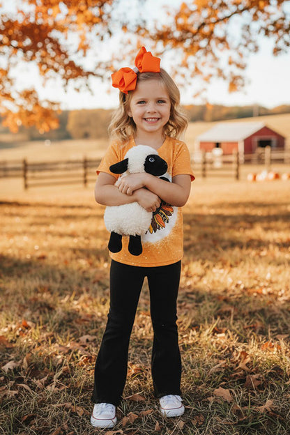 Fall Vibes & sunflower yellow top & black jersey pant girls boutique set DLH2589 250946M 9S4