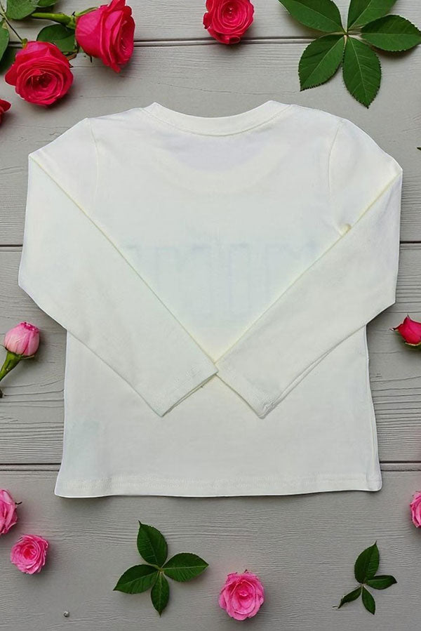 MINI cream color long sleeve girls top DLH2600