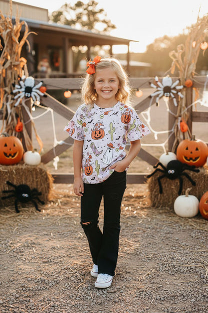 Halloween pumpkin & ghost top black jeans boutique girls set DLH2617 DLH2694