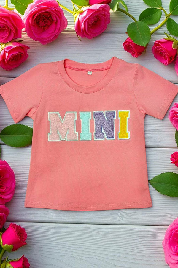 Pink MINI patch short sleeve girls t-shirt DLH2683
